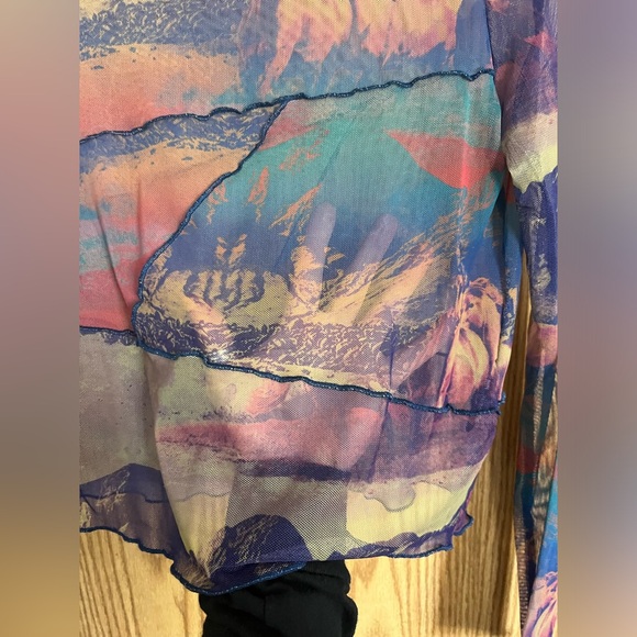 Rock&Roll Denim Sheer Horse Long Sleeve Shirt - Picture 4 of 4